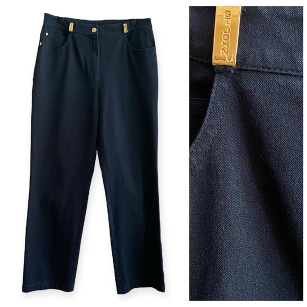 St. John Sport Black Straight Leg Denim Pants 12